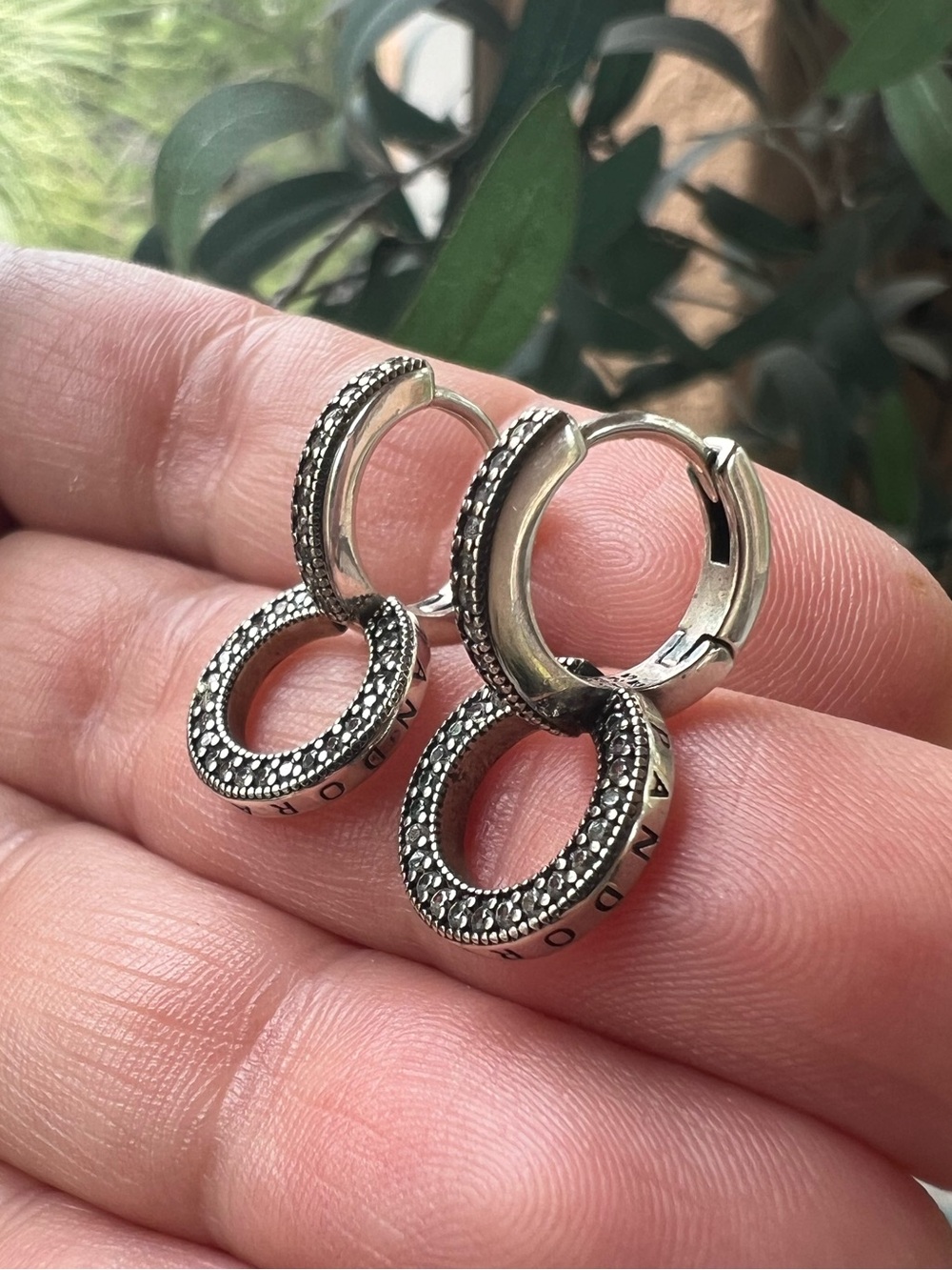 Sparkling Double Hoop Earrings - Picture 5 of 12